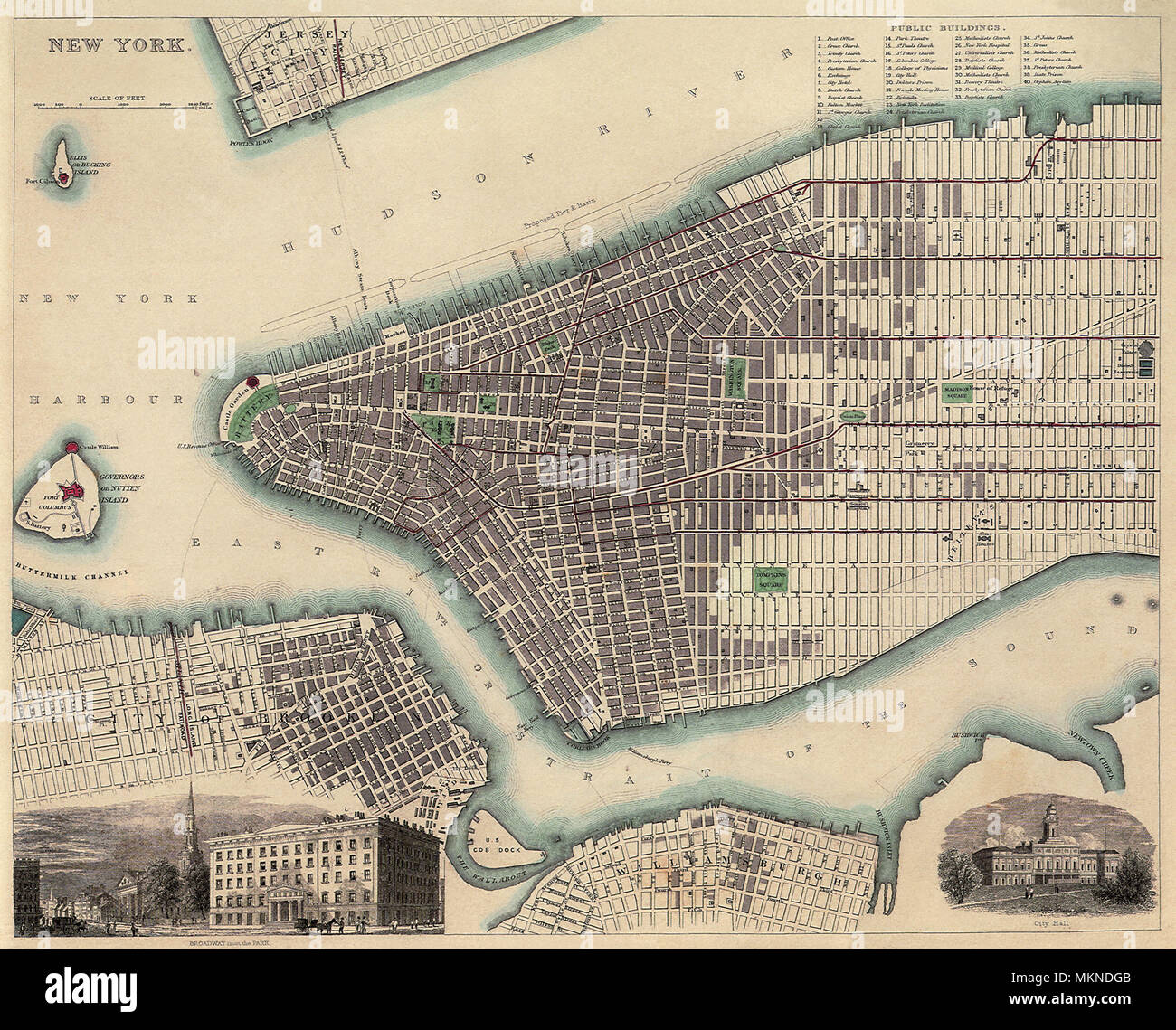 Mappa della città di New York 1840 Foto Stock