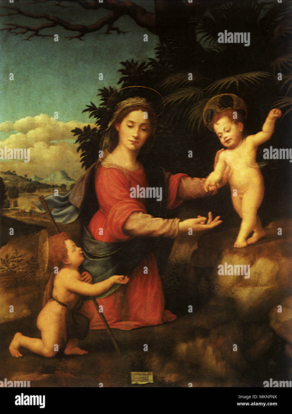 Madonna con il bambino e il giovane San Giovanni Battista Foto Stock