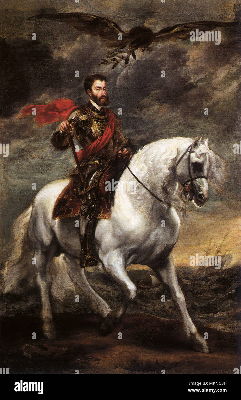 Carlo V a cavallo 1620 Foto Stock