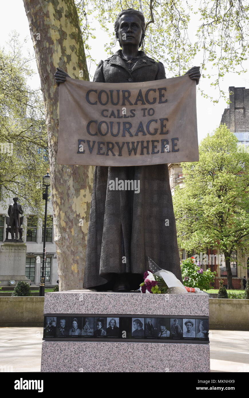 Inaugurazione del leader suffragist Millicent Fawcett statura del su 24.04.18,Piazza del Parlamento, Westminster, London.UK Foto Stock