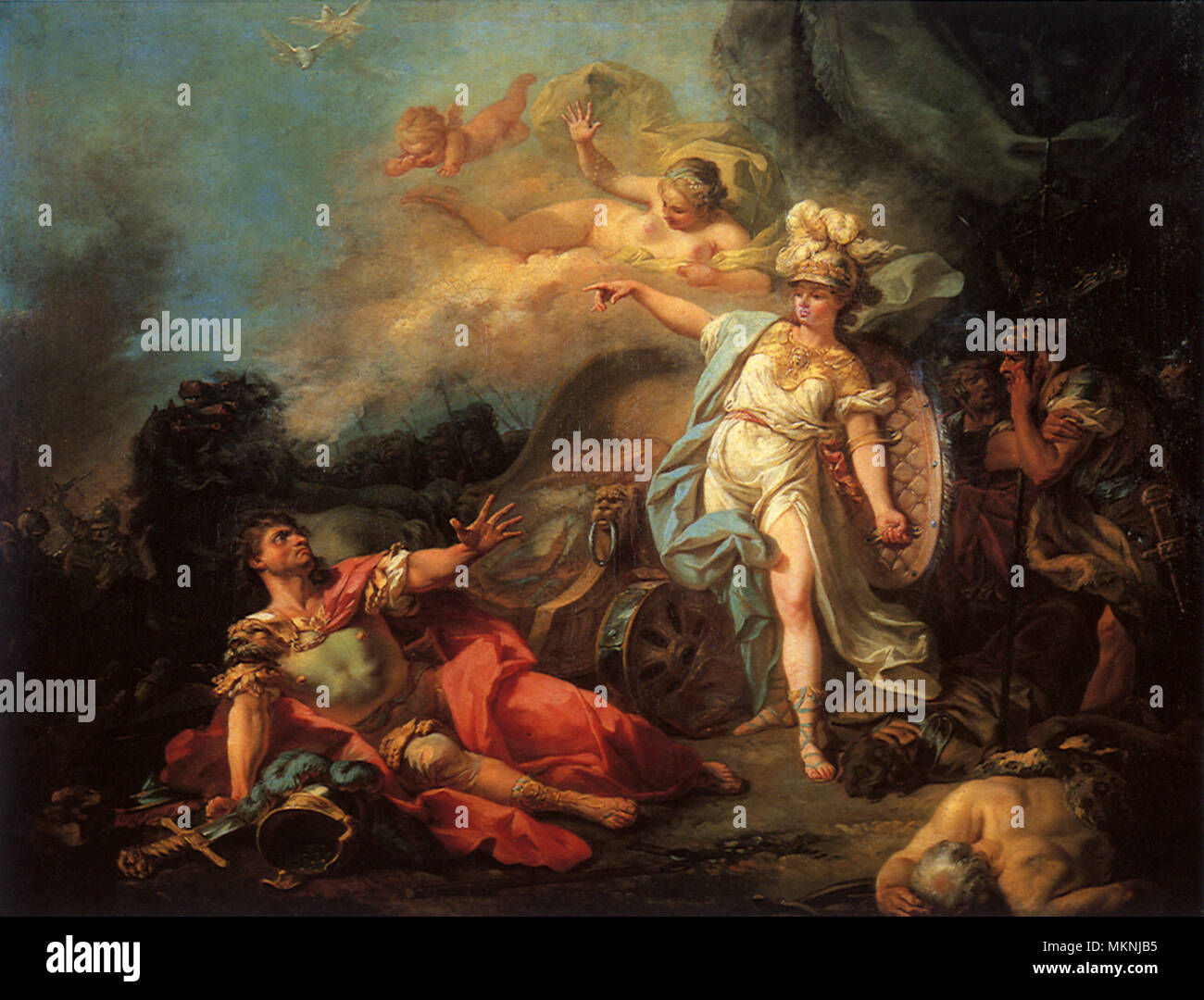 Minerva combattendo con Marte Foto Stock