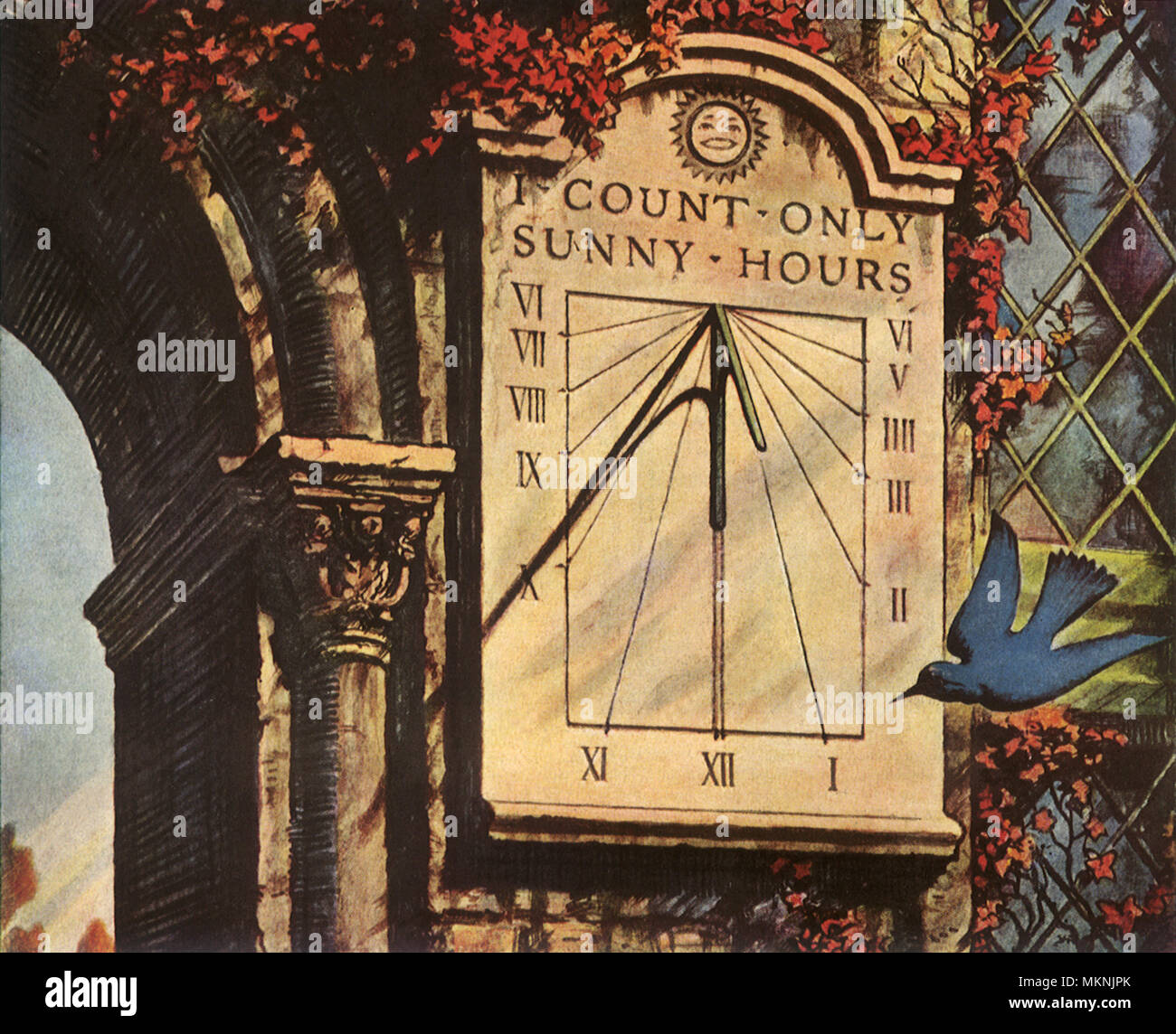 Sun Dial e Blue Bird Foto Stock