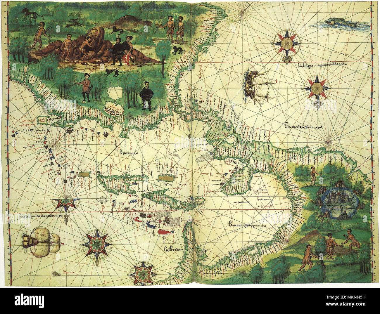 Mappa di Messico et al 1547 Foto Stock