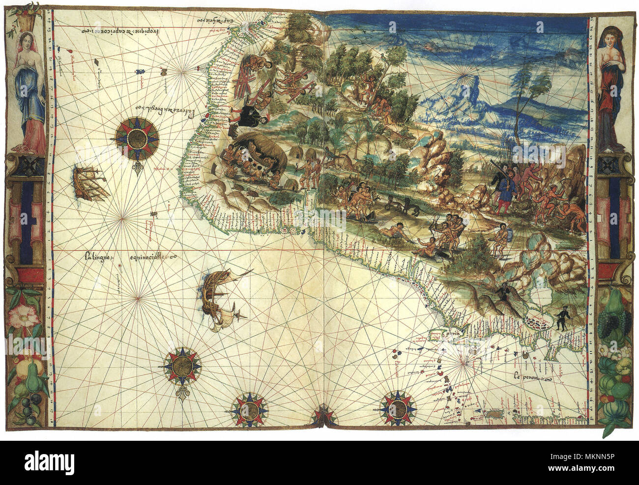 NE Sud Americana Mappa 1547 Foto Stock