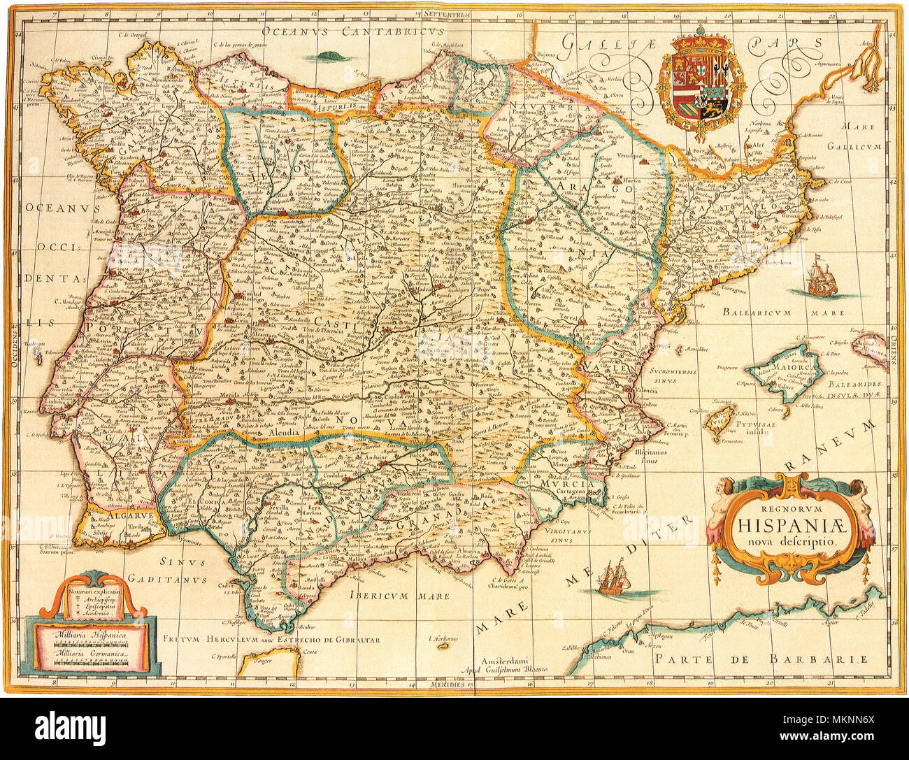 Penisola Iberica Mappa 1631 Foto Stock