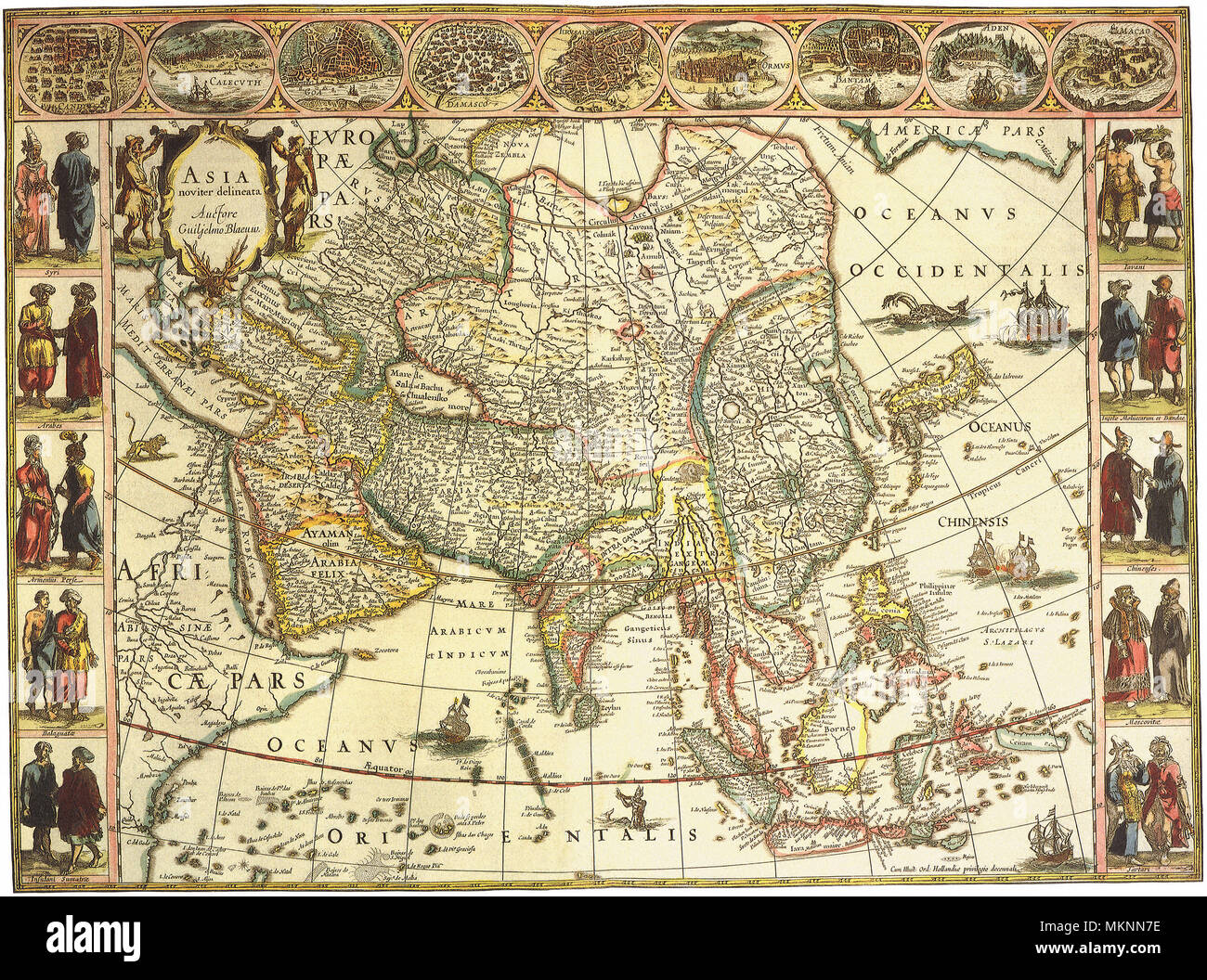 Mappa del continente asiatico 1617 Foto Stock