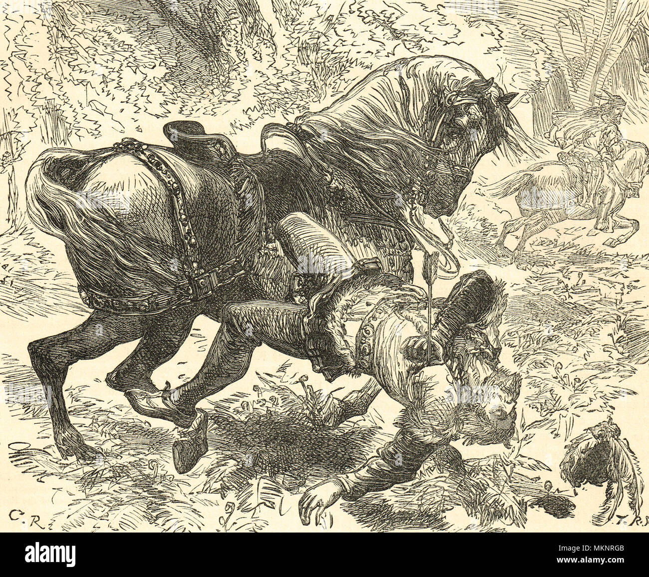 La morte di William Rufus, Nuova Foresta, 2 agosto 1100, colpito da una freccia mentre la caccia, in circostanze che rimangono poco chiare, con la collaudata sospetti di omicidio Foto Stock