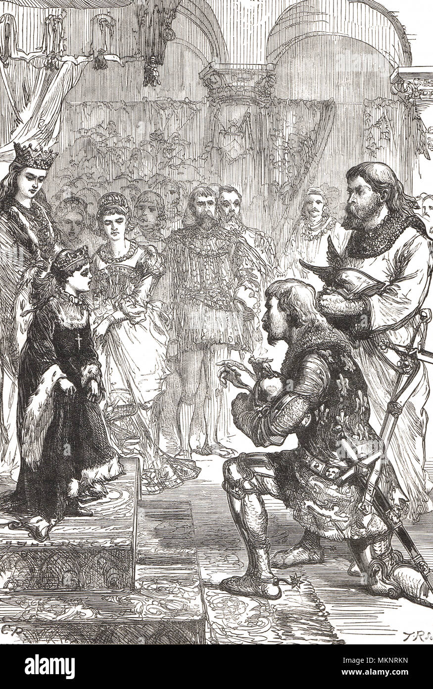 Fidanzamento del re Richard II e la principessa francese Isabella di Valois, 1396 Foto Stock