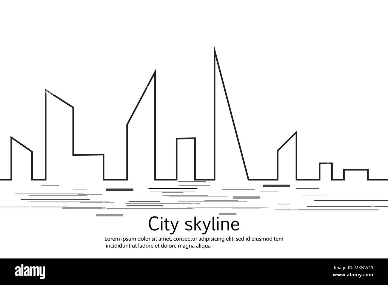La silhouette della città in un appartamento di stile. Moderno paesaggio urbano. Illustrazioni vettoriali. Città grattacieli Ufficio edilizia orizzonte.rappresentazione in linea continua. Linea del vettore. Figure geometriche con l'effetto di movimento Illustrazione Vettoriale La silhouette della città in un appartamento di stile. Moderno paesaggio urbano. Illustrazioni vettoriali. Città grattacieli Ufficio edilizia orizzonte.rappresentazione in linea continua. Linea del vettore. Figure geometriche con l'effetto di movimento Illustrazione Vettoriale