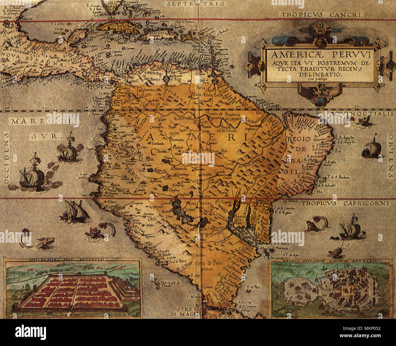 Mappa di Sud America 1578 Foto Stock