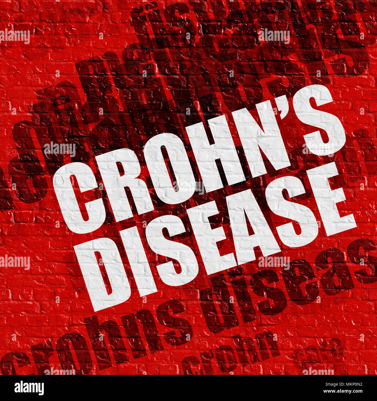 Moderno concetto medico: Malattia di Crohns rosso sul muro di mattoni . Foto Stock