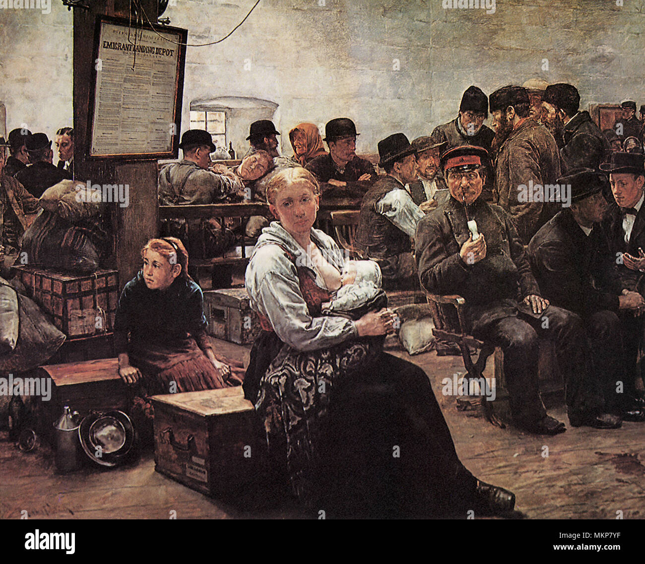 Immigrati europei presso il giardino del castello Foto Stock