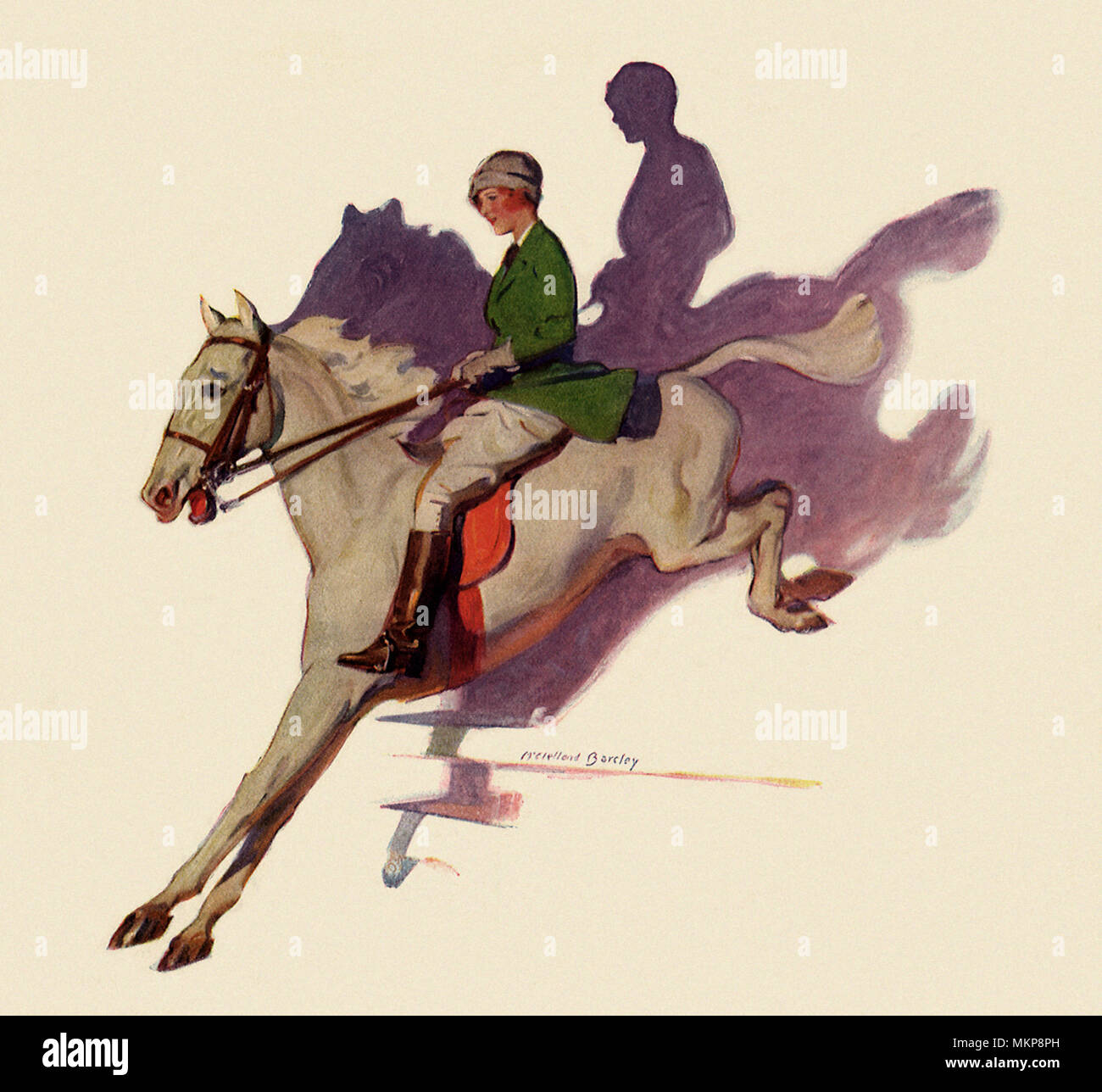 La donna in sella ad un cavallo Foto Stock