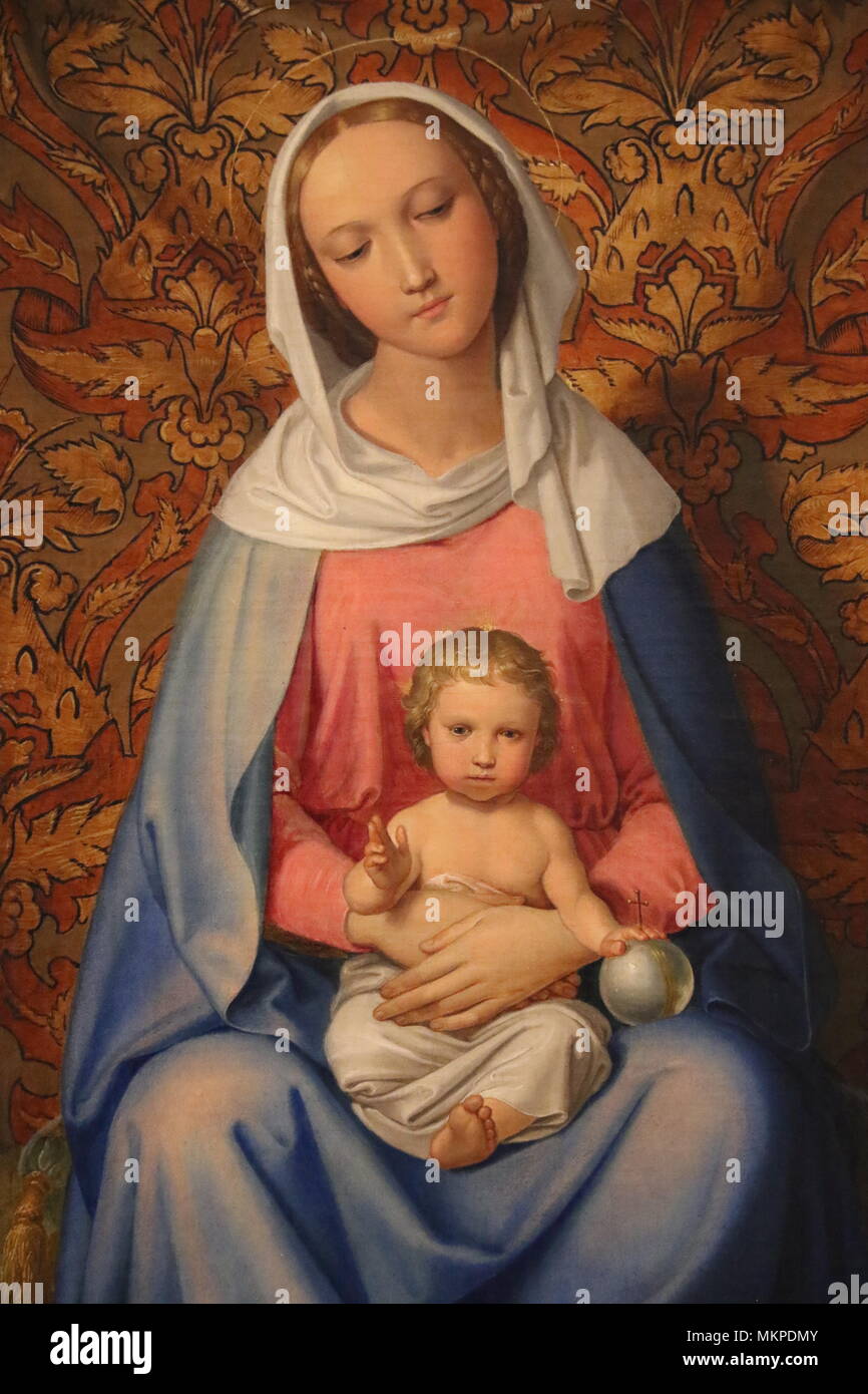 «Pace nel bosco (Madonna con bambino, Sant’Adelaide e San Francesco)». Olio su tela di Joseph von Führich, 1835 Foto Stock