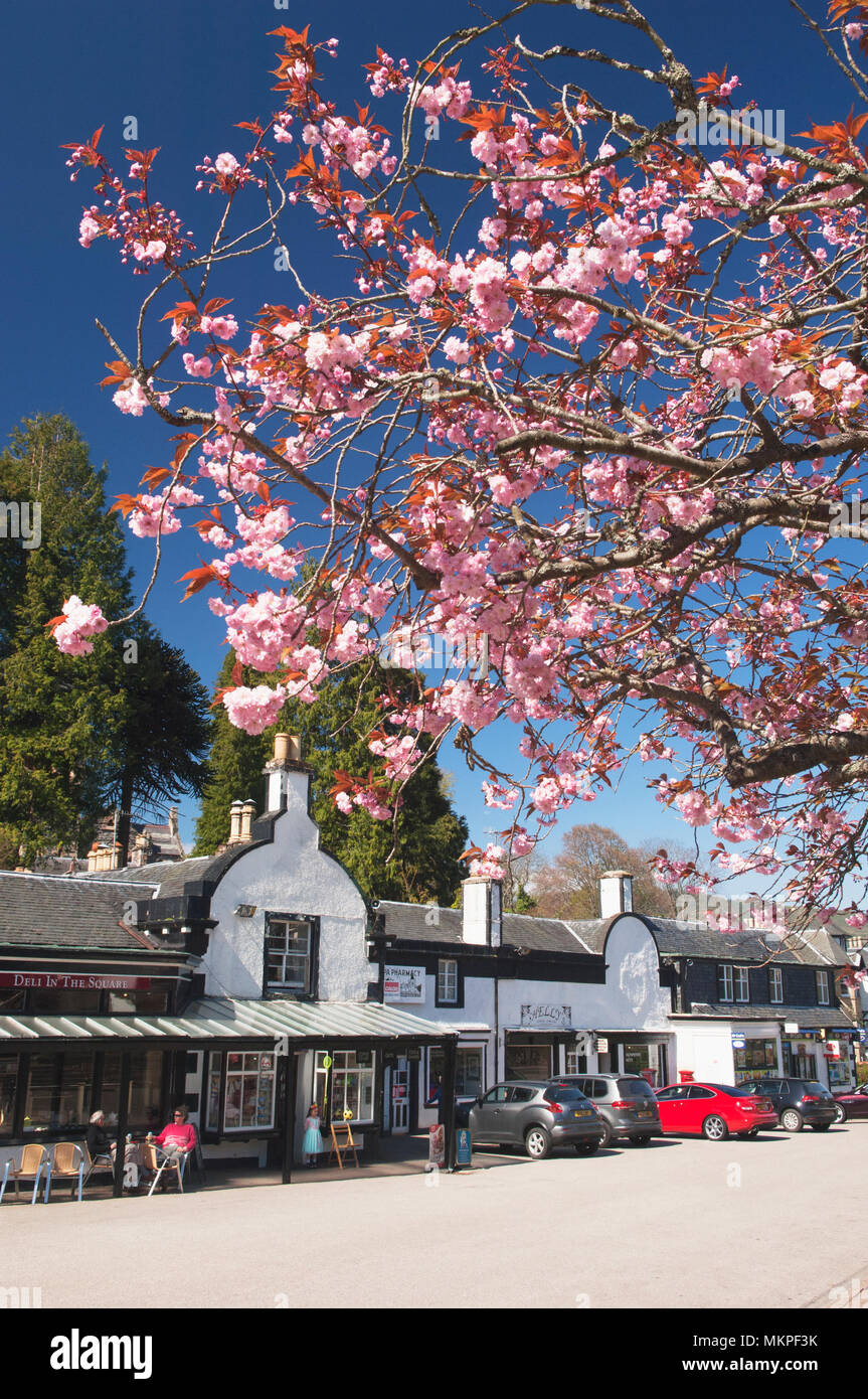 Strathpeffer village square in primavera - Ross-shire, Highlands Scozzesi. Foto Stock