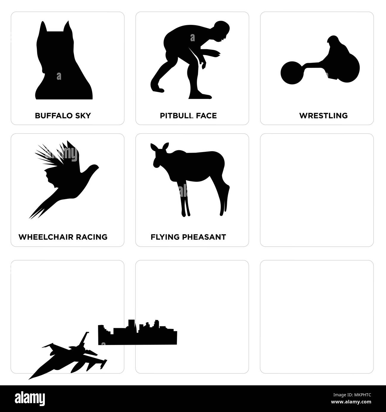 Set di 9 semplici icone modificabile come gratis Cielo di Nashville, Fort Worth alci femmina, Edimburgo battenti fagiano, sedia a rotelle racing, wrestling, pitbull f Illustrazione Vettoriale