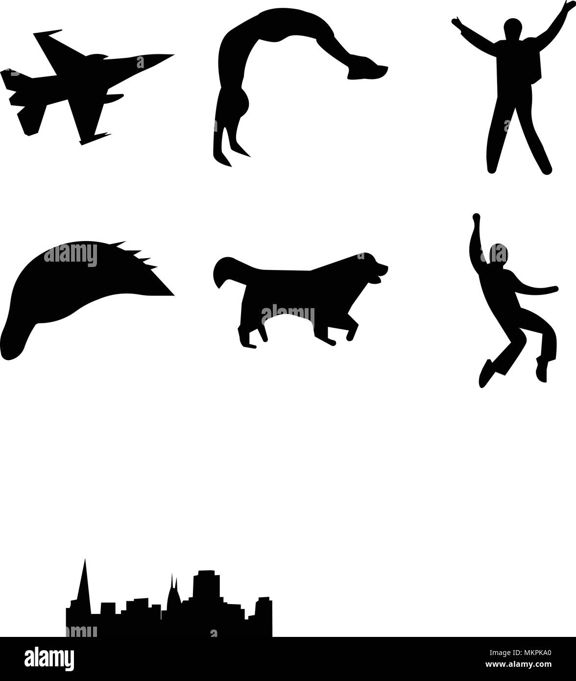 Set di 9 semplici icone modificabili come il cielo di Cleveland, edmonton elvis, Bovaro del Bernese, Donald Trump capelli, backflip, Fort Worth f16, può essere utilizzata f Illustrazione Vettoriale