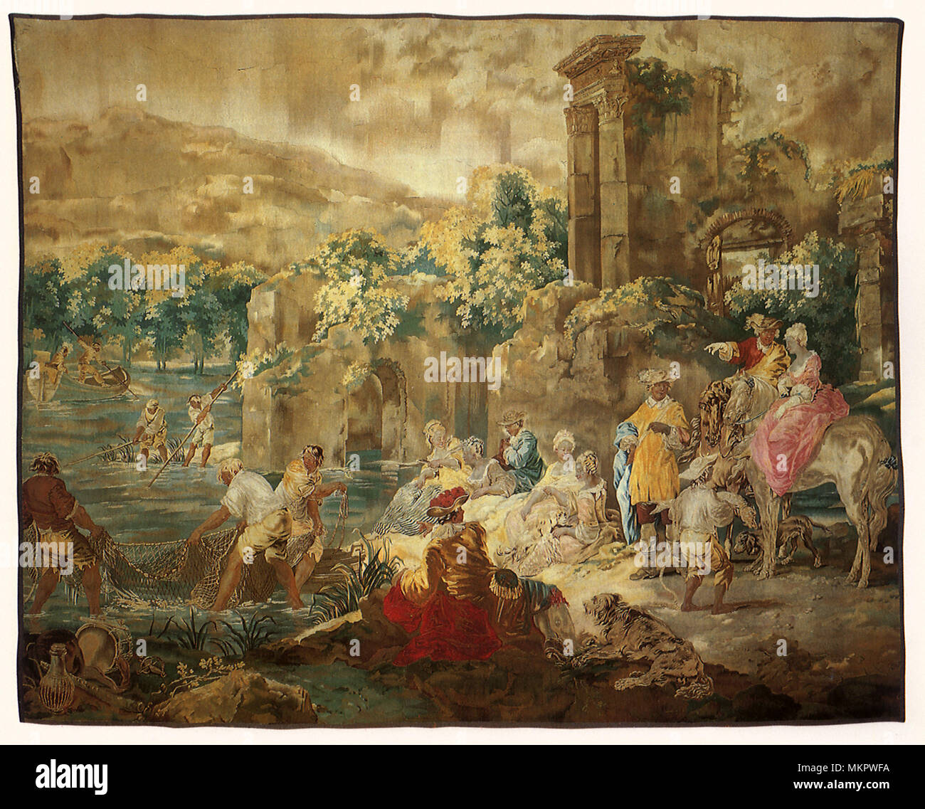 Attività di svago in campagna, la pesca con le ragazze Foto Stock