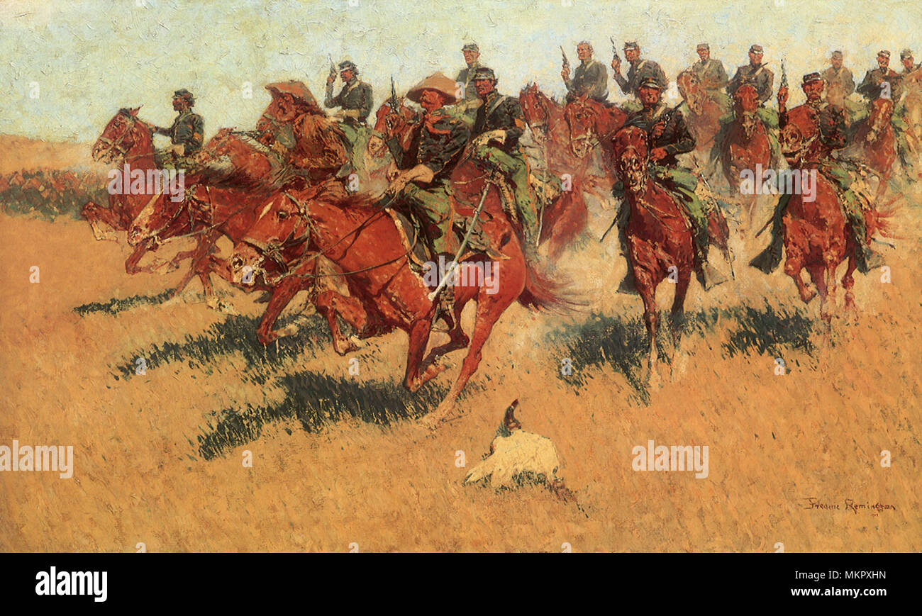Carica di cavalleria sulla pianura meridionale Foto Stock