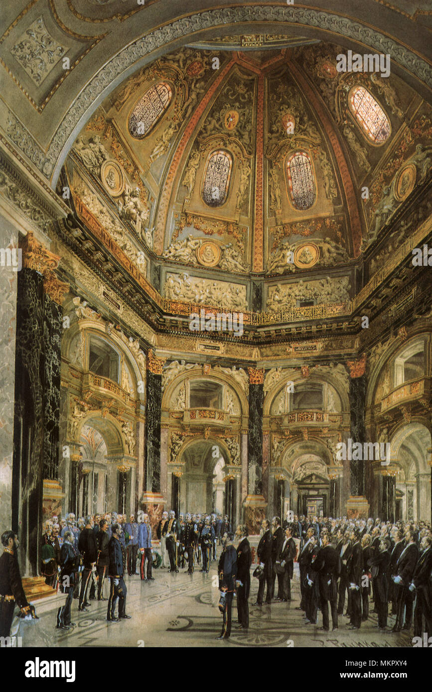 L'imperatore Franz Joseph I visiti il Kunsthistorisches Museum Foto Stock