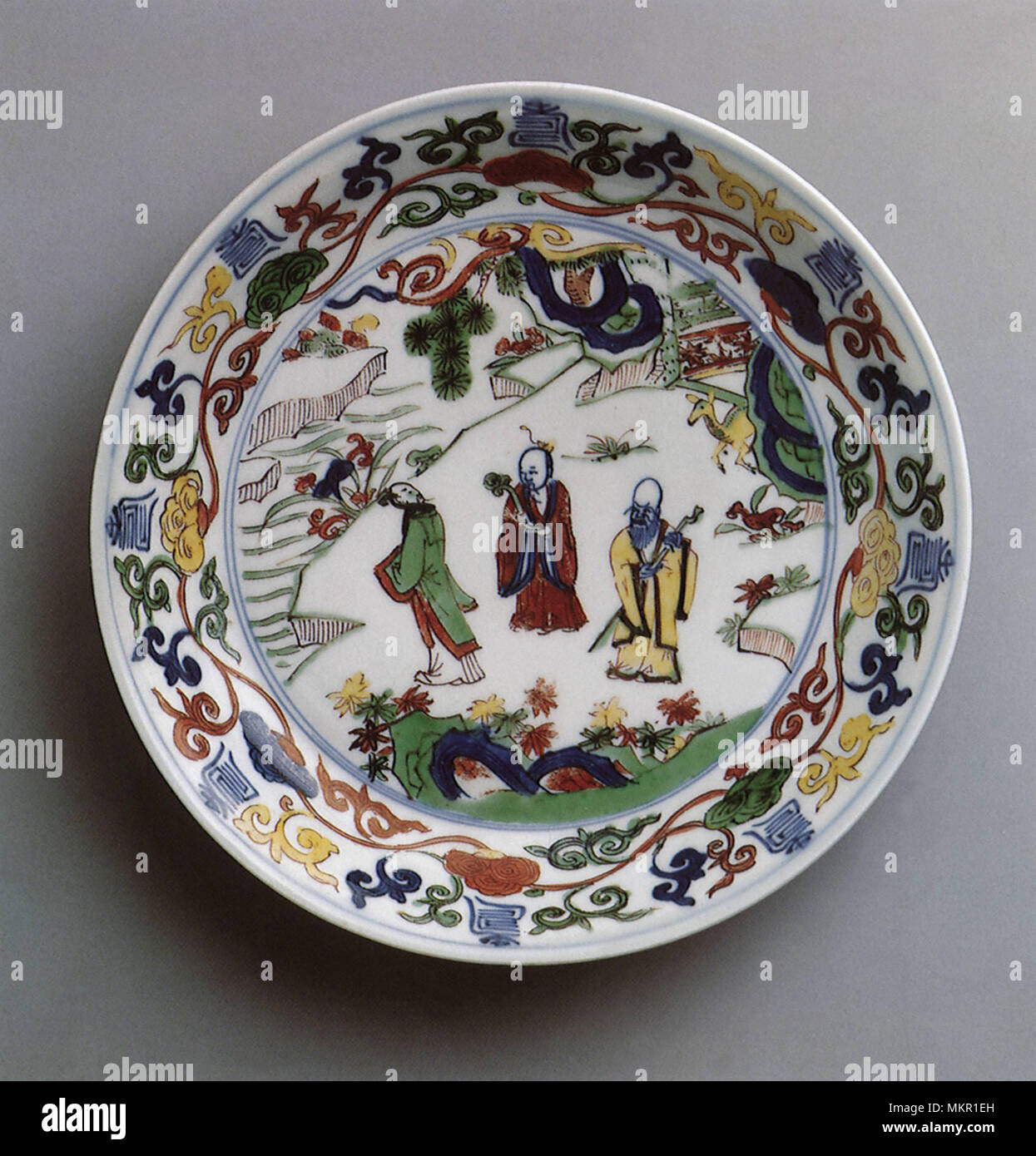 Piatto di porcellana, dinastia Ming Foto Stock