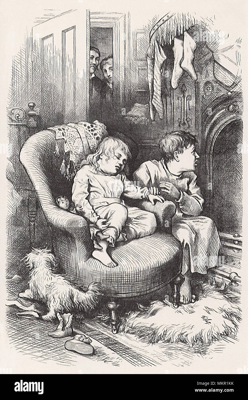 I bambini in attesa di Santa Foto Stock