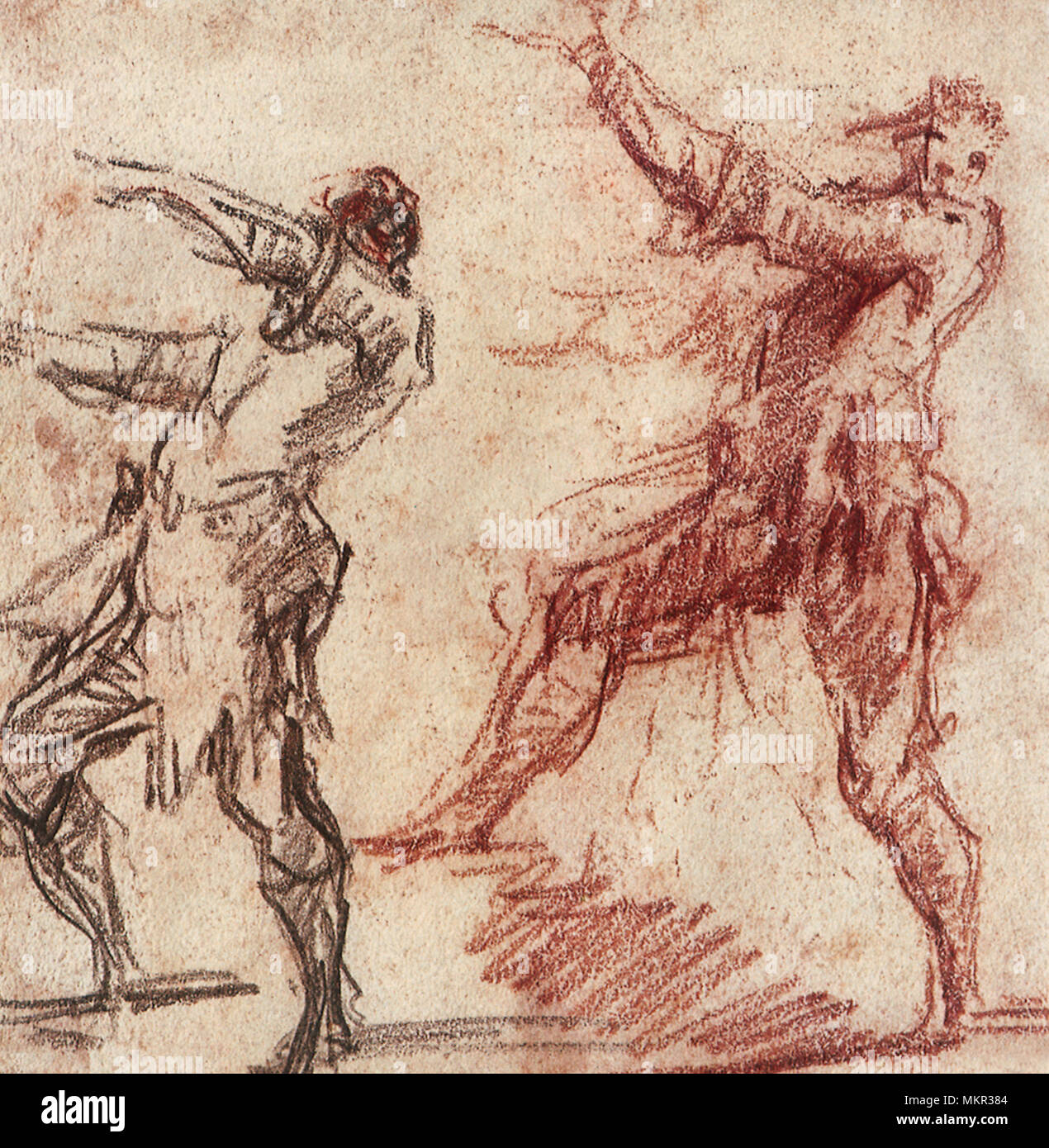 Due studi di un uomo in Piedi, Braccia aperte Foto Stock