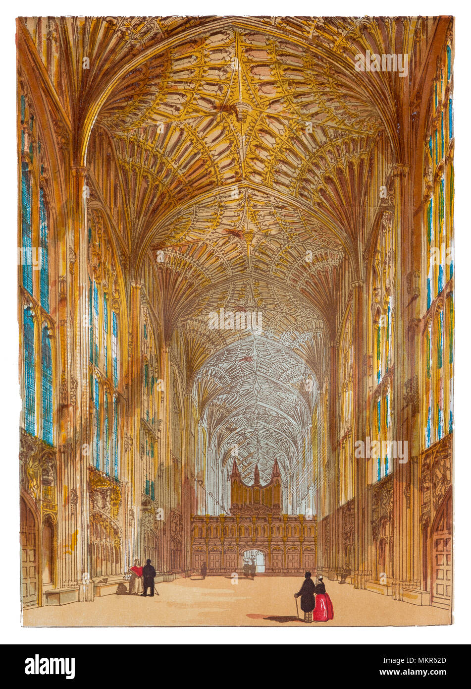 King's College Chapel è la Cappella del King s College dell Università di Cambridge. È considerato uno dei migliori esempi del tardo gotico perpendicolare architettura inglese. La cappella fu costruito in più fasi da una successione di re d'Inghilterra dal 1446 al 1515, un periodo che attraversava le guerre del Rose. La cappella di grandi vetrate colorate non sono stati completati fino al 1531, e il suo primo Rinascimento rood dello schermo è stata eretta nel 1532-36. La cappella è attiva una casa di culto e la casa del re College coro. Foto Stock