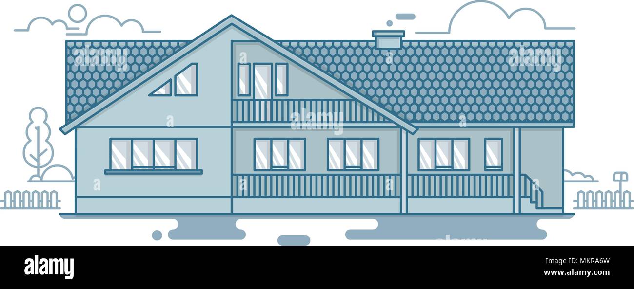 Set di vettore di urbano e suburbano case Illustrazione Vettoriale