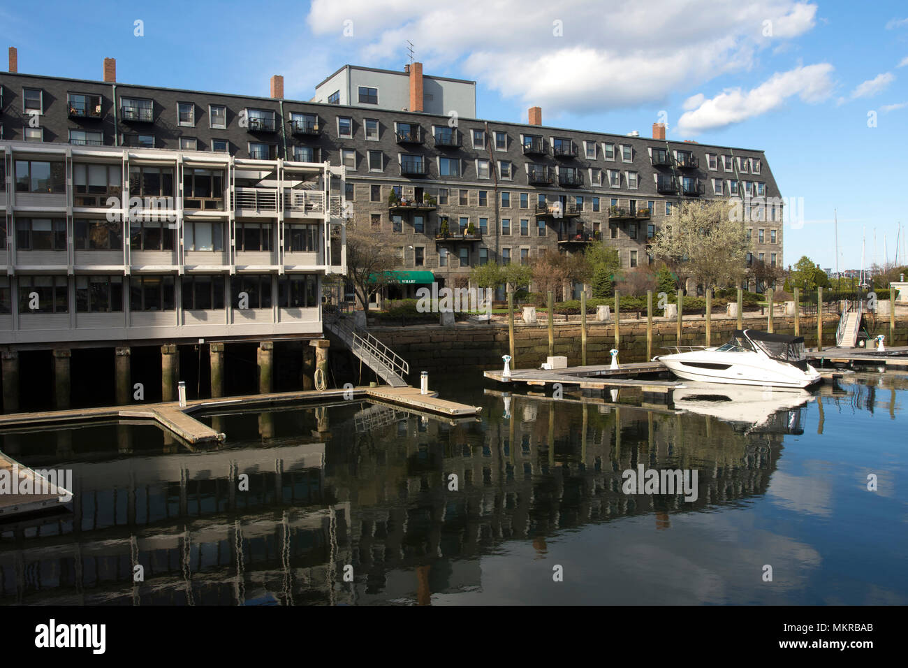 Lewis Wharf condominiums nel North End di Boston, Massachusetts, STATI UNITI D'AMERICA Foto Stock