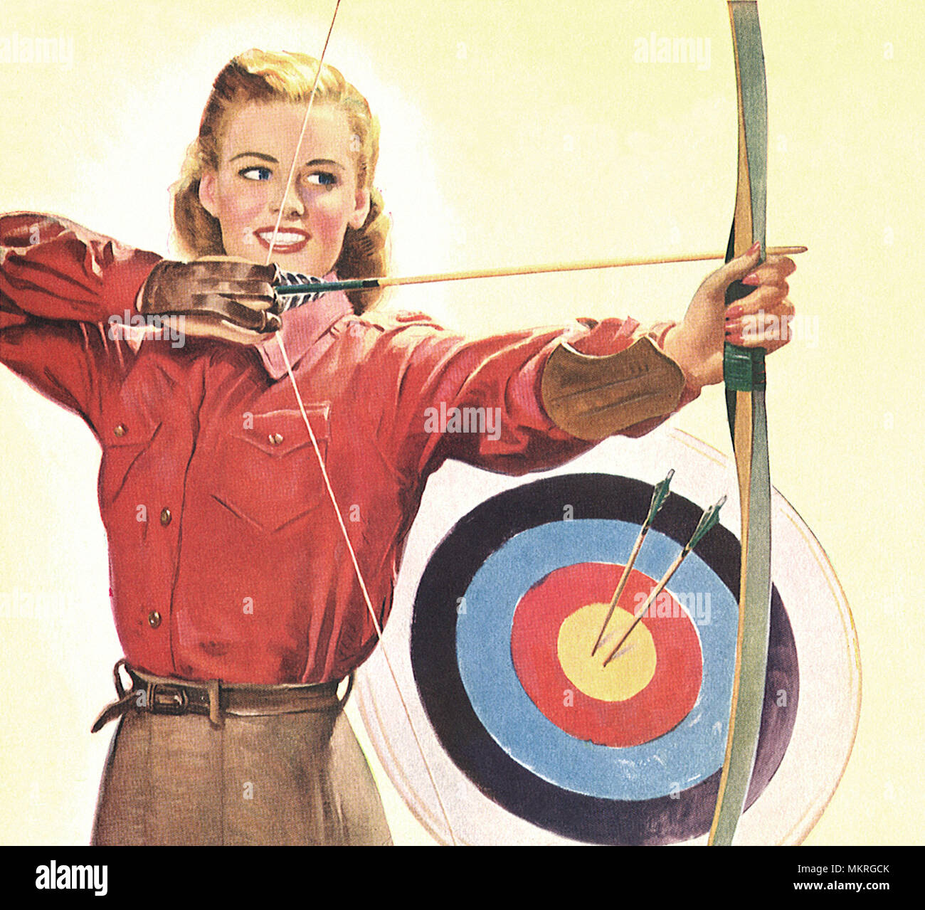 Donna tiro con arco e frecce Foto Stock