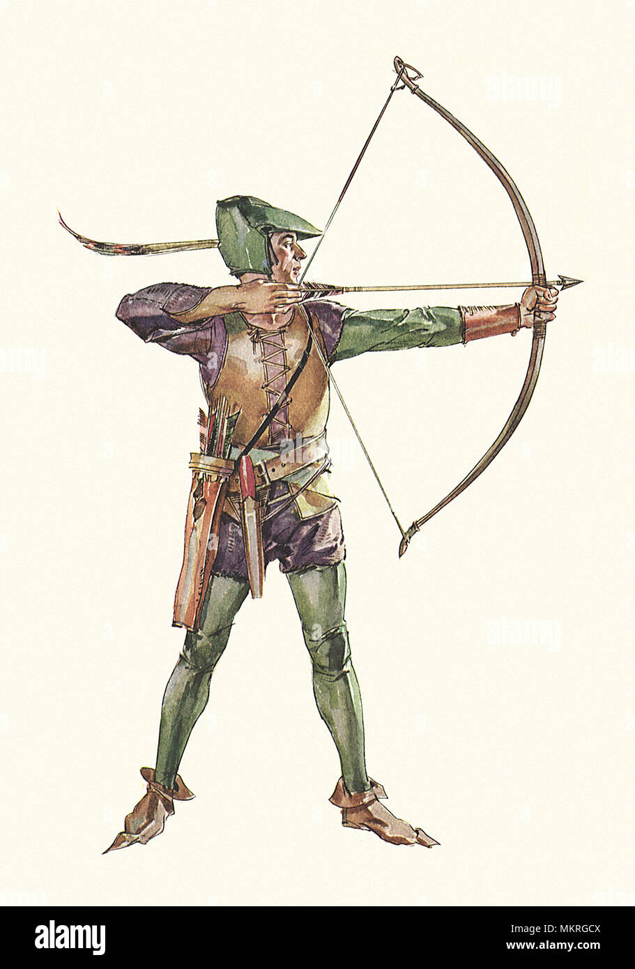 Robin Hood Tiro arciere arco e frecce Foto Stock