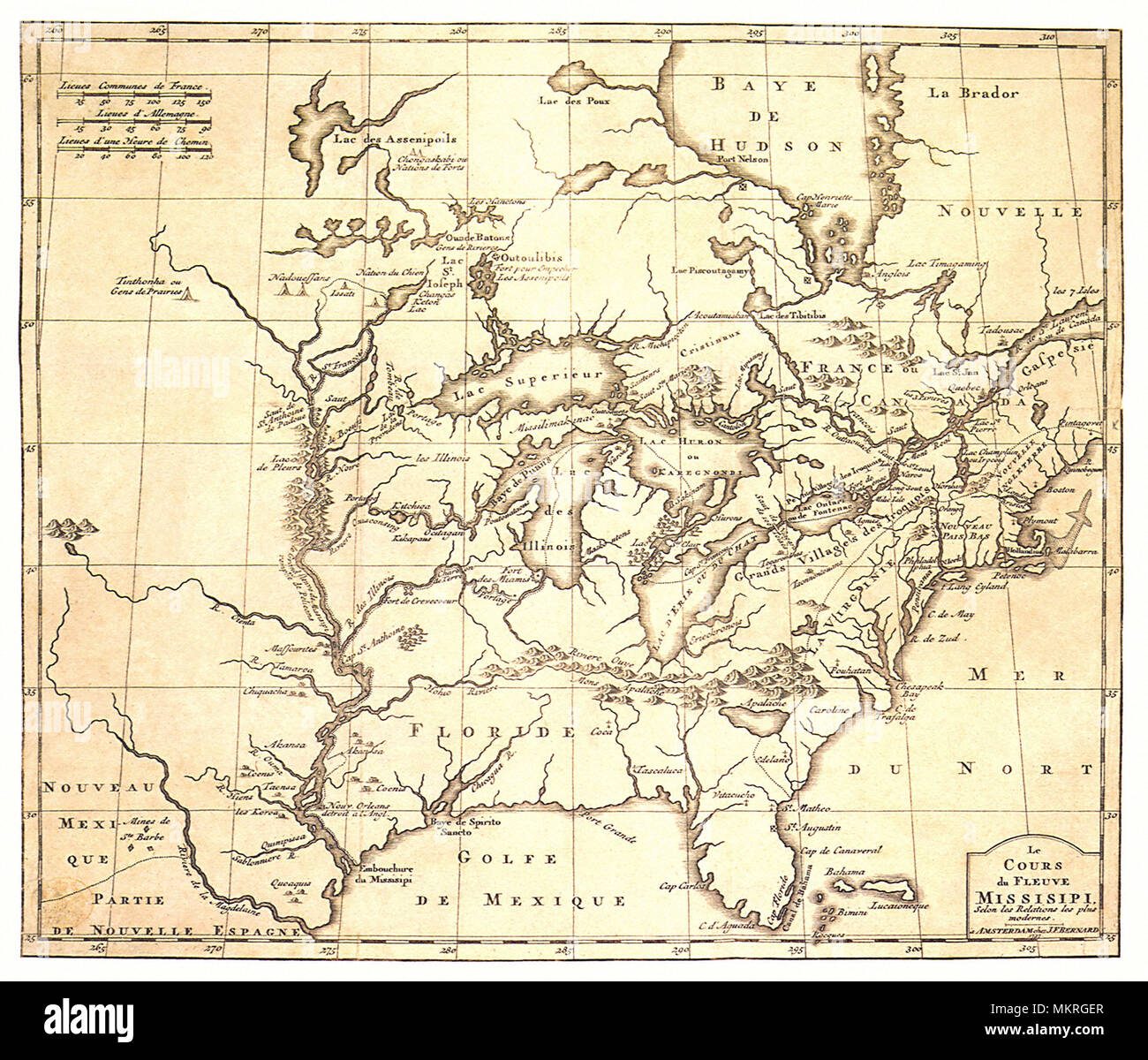 Mappa del fiume Mississippi 1697 Foto Stock