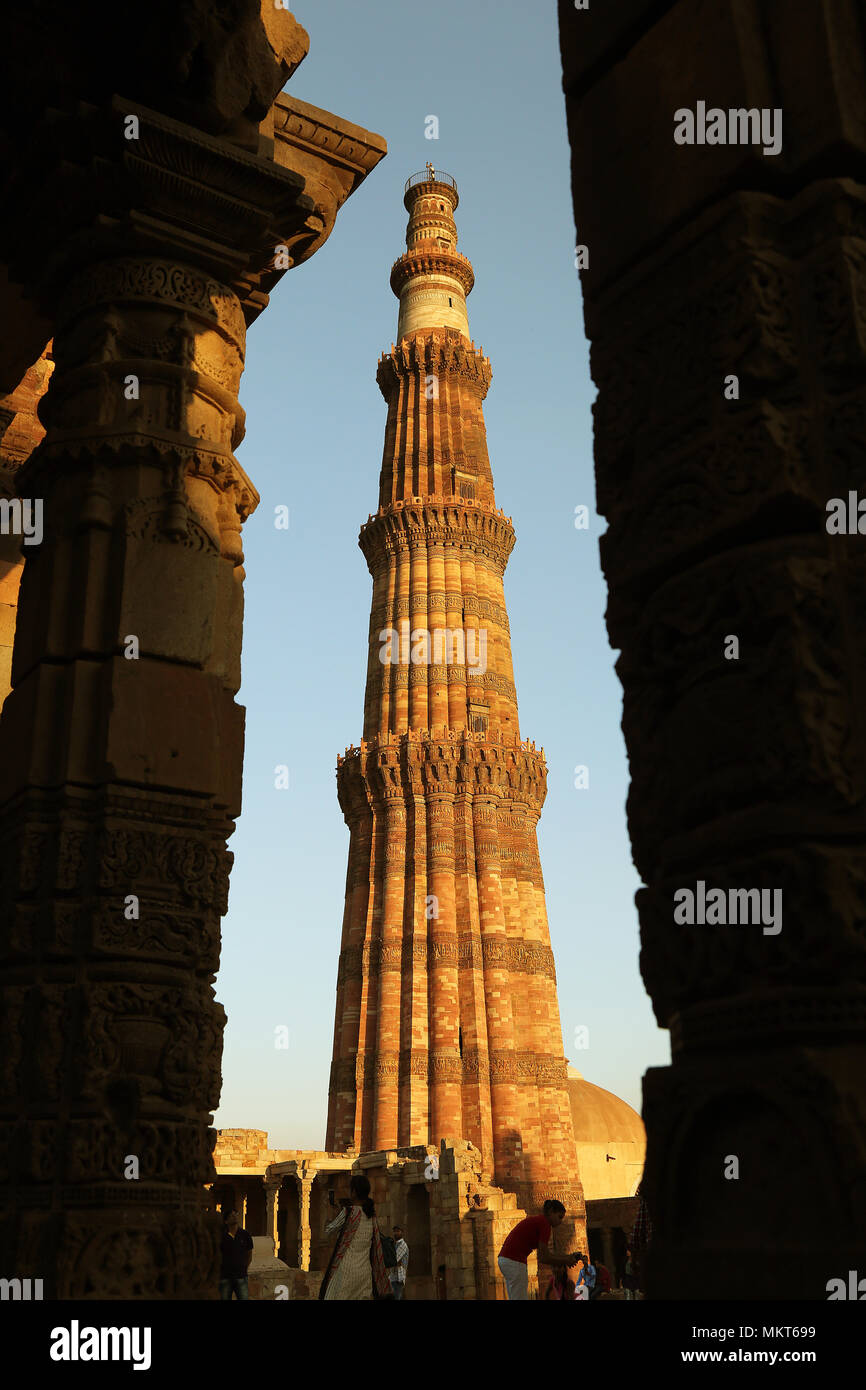 Qutub Minar minareto, Delhi Foto Stock