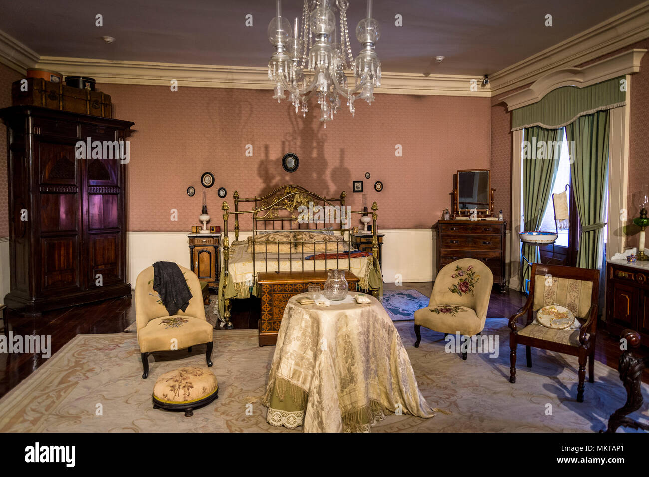Benito Juárez Museum, camera da letto Juárez, Palazzo Nazionale, Palacio Nacional, il palazzo del governo, Città del Messico, Messico Foto Stock