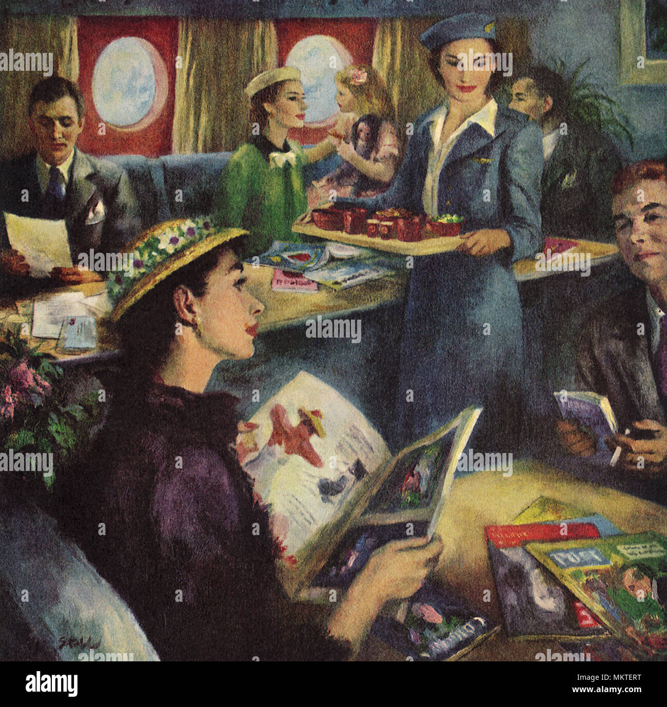 Passeggeri in aereo ed elegante Foto Stock