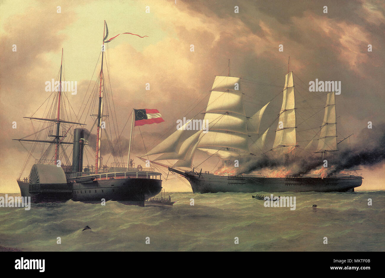 C.S.S. Nashville bruciare la nave Harvey Birch Foto Stock