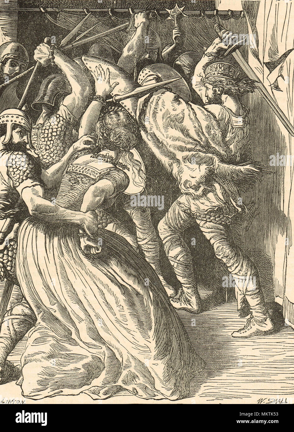 Assassinio di Cynewulf (o) Cenulph re del Wessex, 786 Foto Stock