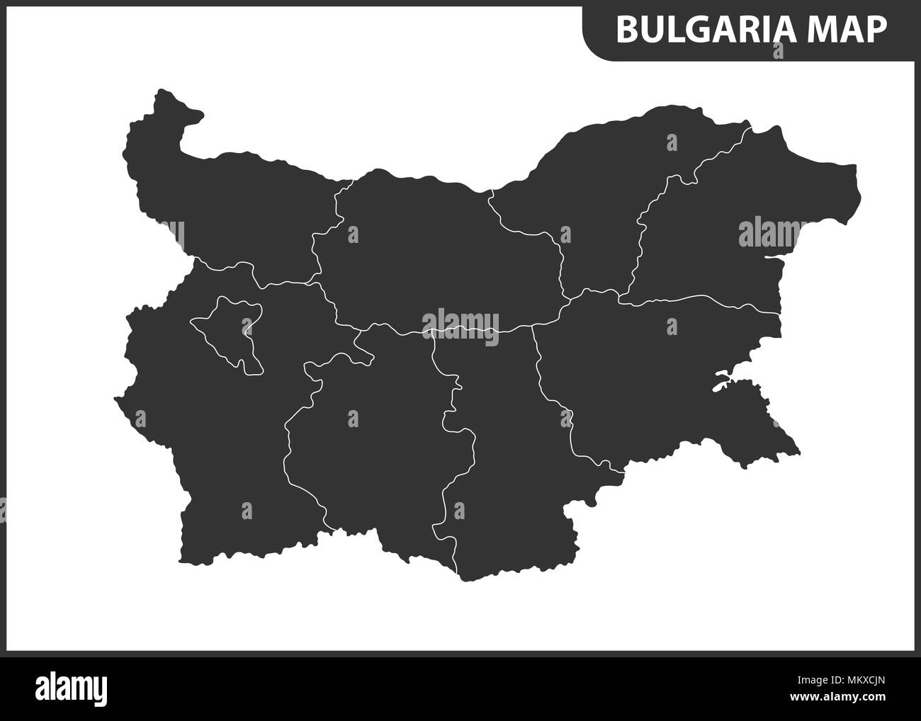 La mappa dettagliata della Bulgaria con le regioni o gli Stati membri. Divisione amministrativa Illustrazione Vettoriale