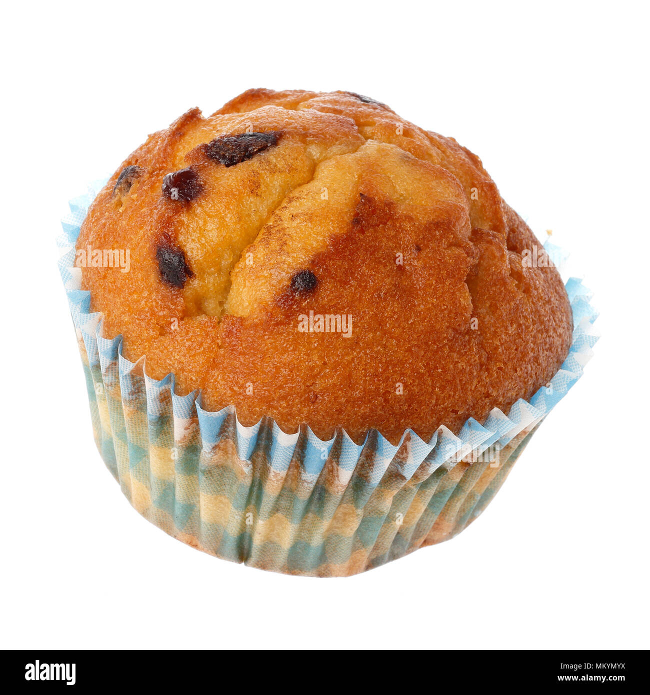 Un muffin ai mirtilli isolati su sfondo bianco. Foto Stock