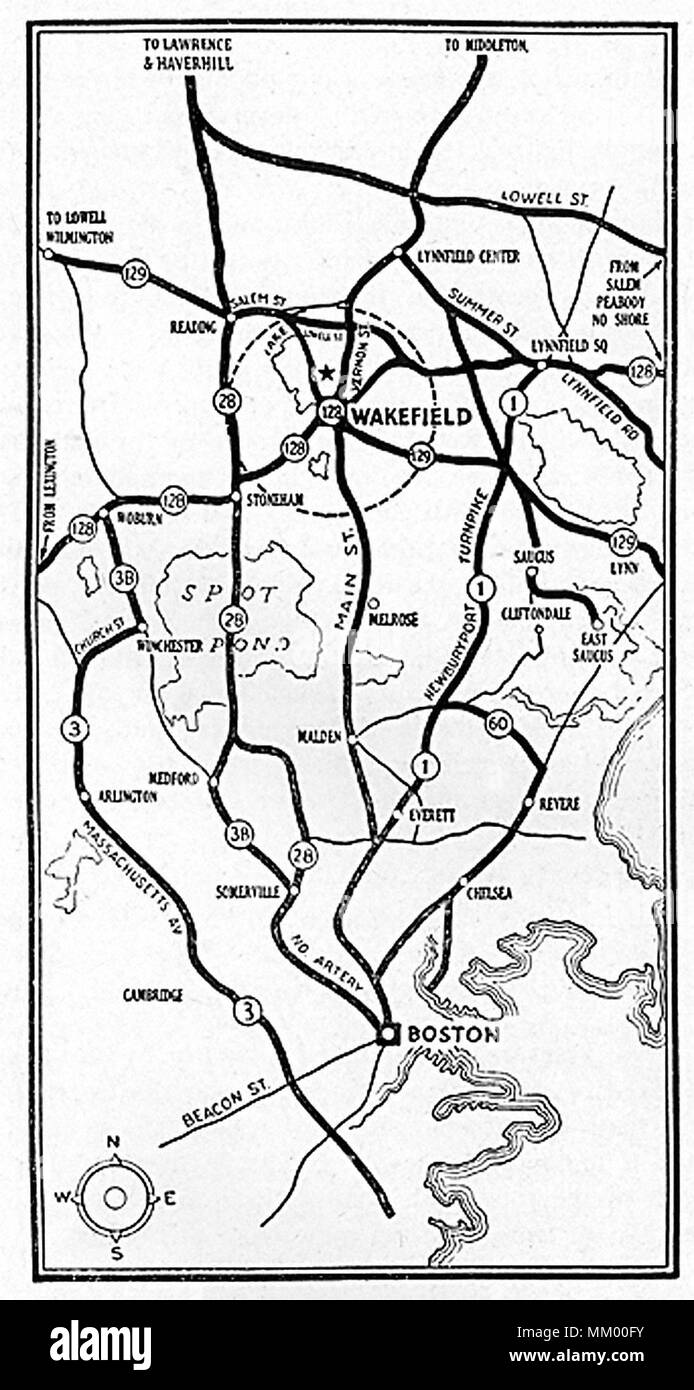 Mappa di Wakefield. 1930 Foto Stock