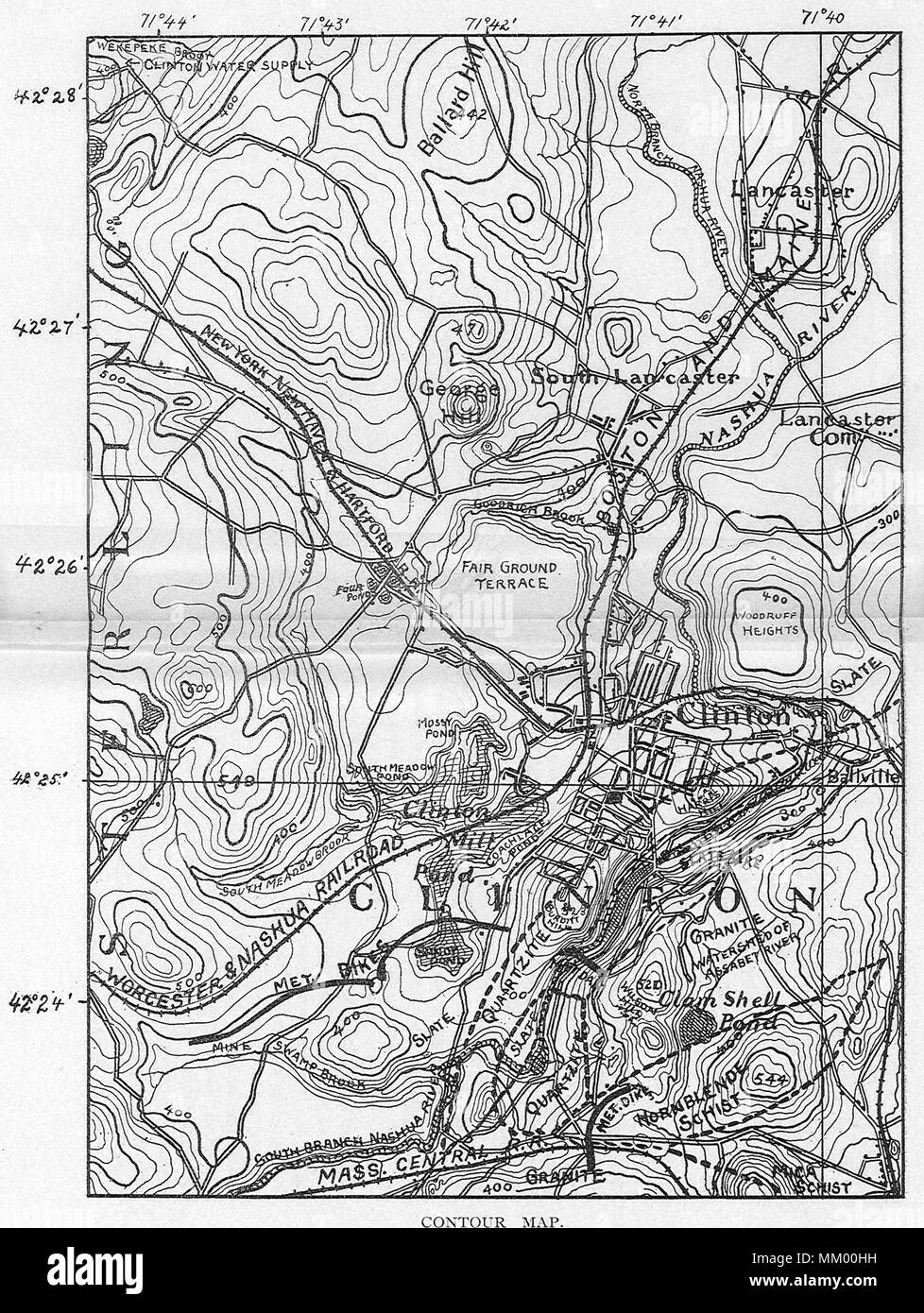 Mappa di contorno di Clinton e di prossimità. 1896 Foto Stock