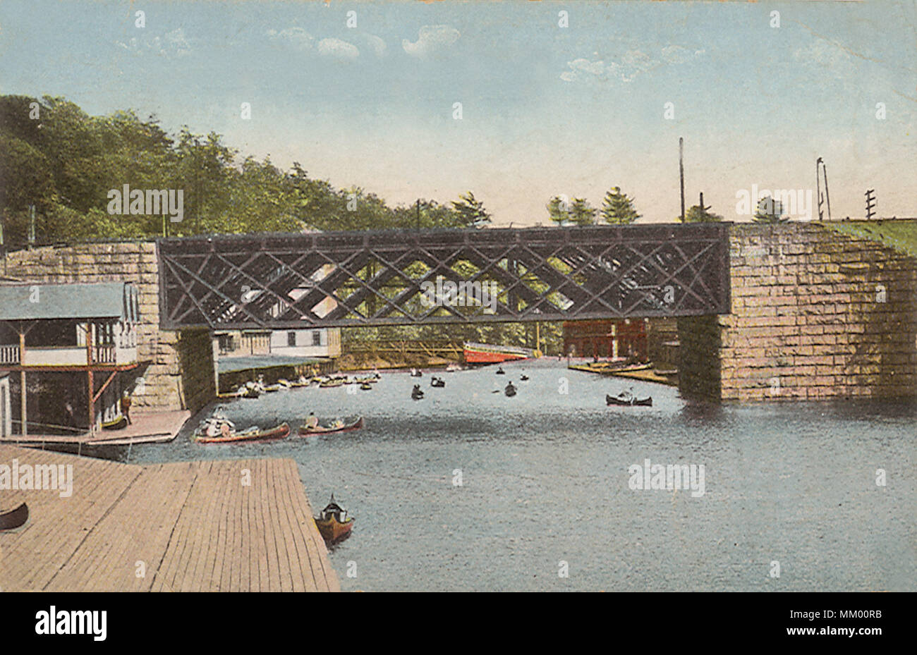 Charles River ponte ferroviario. Auburndale. 1909 Foto Stock