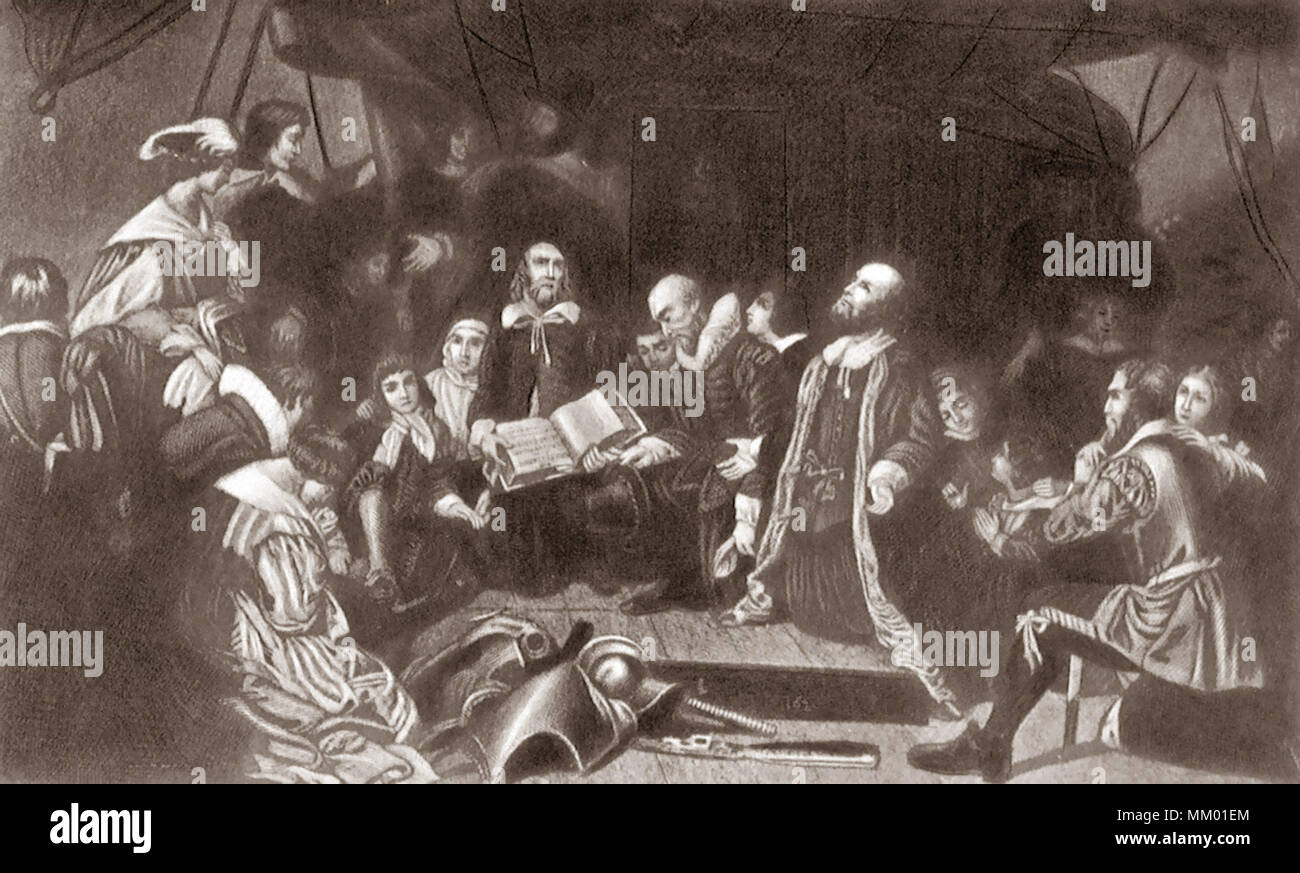 Imbarco dei pellegrini. Plymouth. 1620 Foto Stock