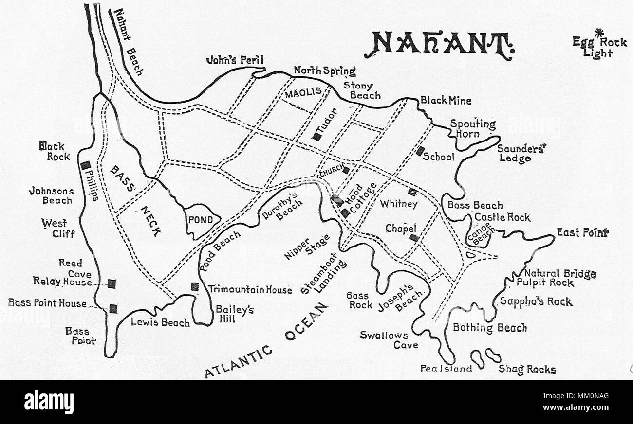 Mappa di Nahant. 1886 Foto Stock