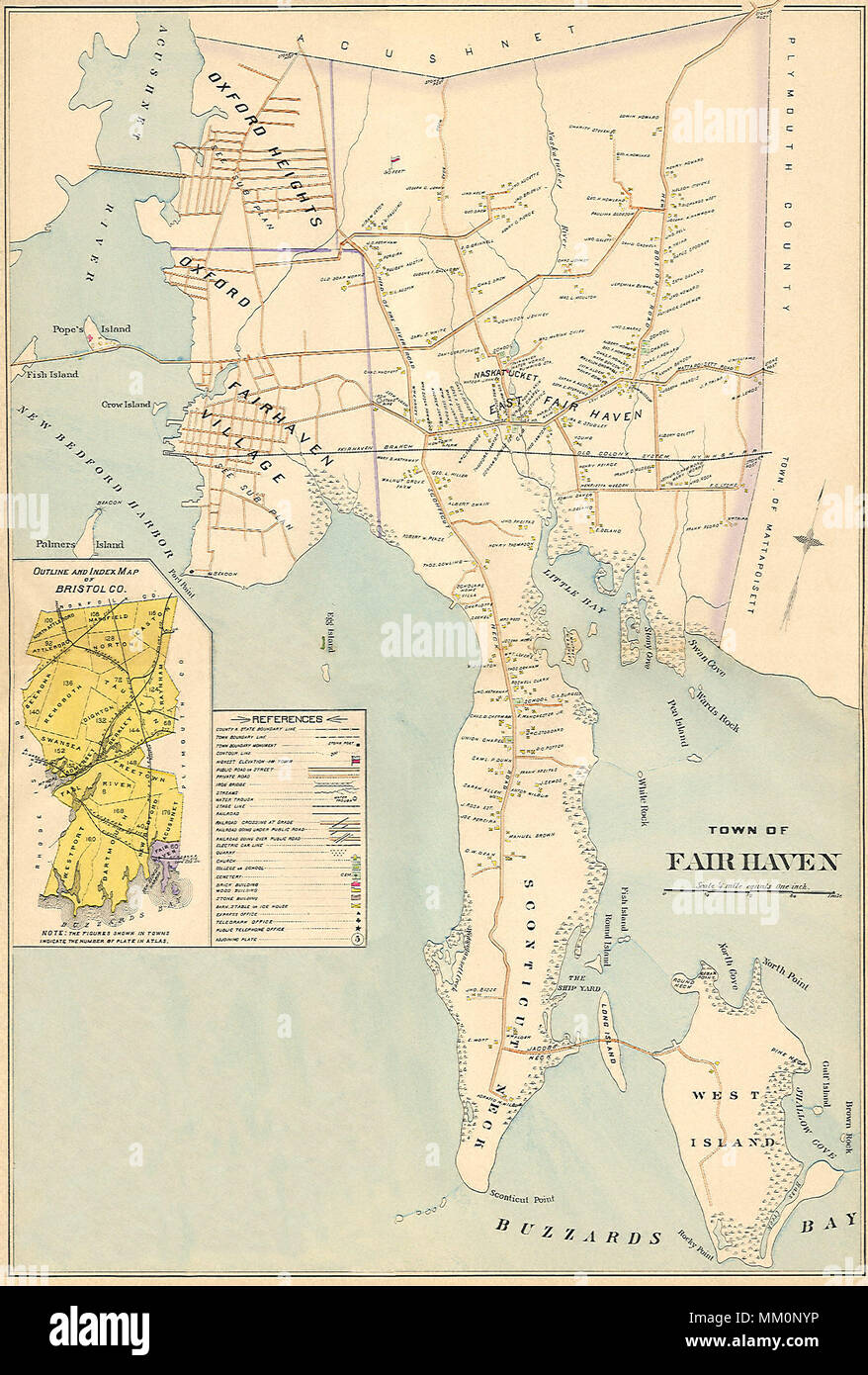 Mappa di Oxford altezze in Fair Haven. 1895 Foto Stock