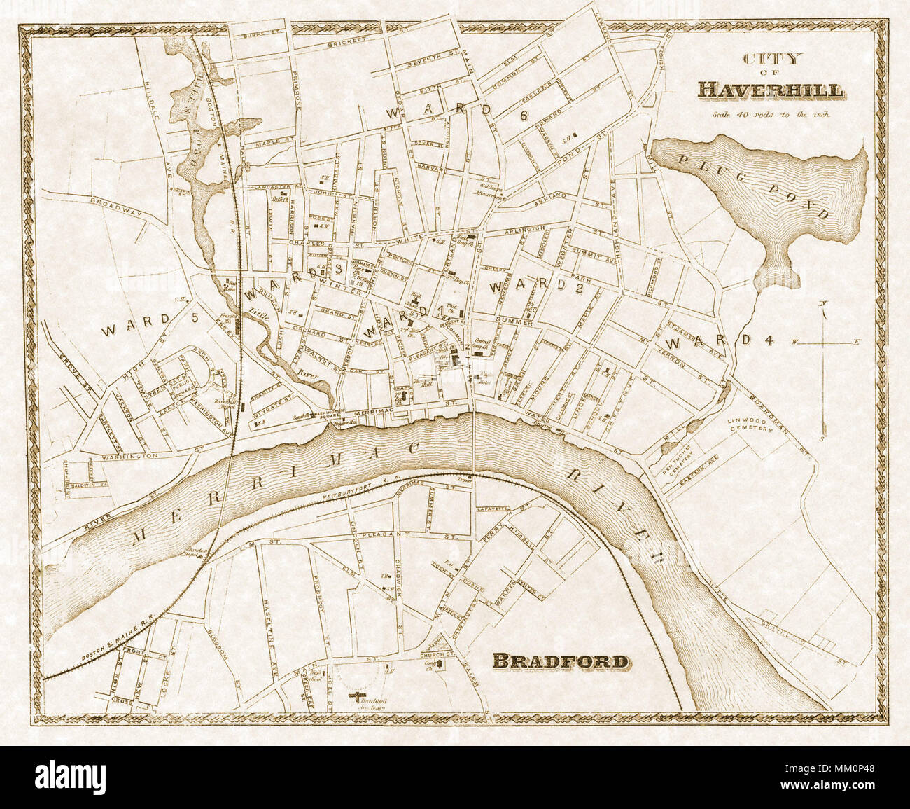 Mappa di Haverhill. 1872 Foto Stock