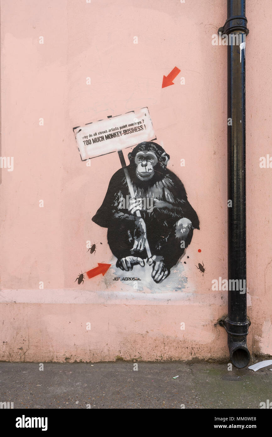 Arte di strada da artista di strada, Jef Aerosol, Cheshire Street, Londra, E2 Foto Stock