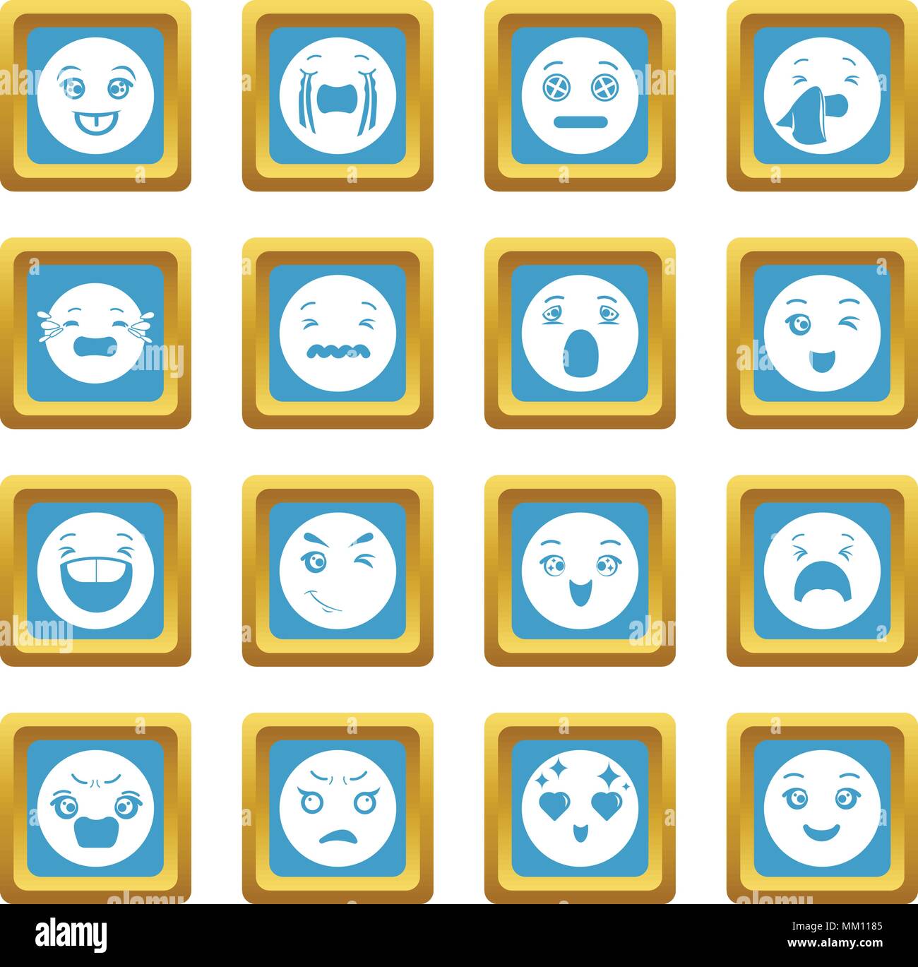 Sorrisi set di icone sapphirine vettore quadrato Illustrazione Vettoriale