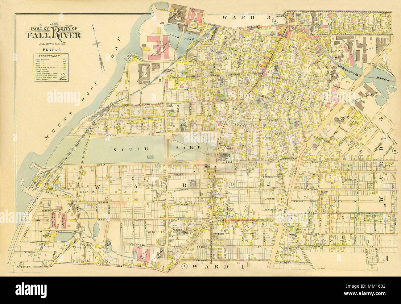 Mappa di Fall River. 1895 Foto Stock